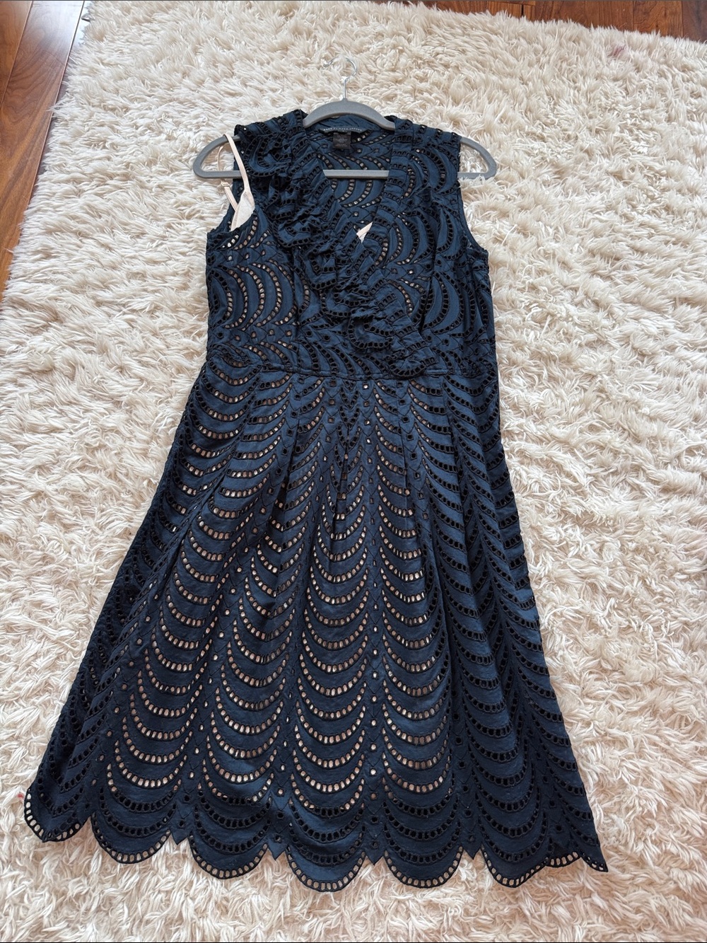 EUC Marc by Marc Jacobs. Navy Eyelet A-Line Dress - Elegant Scalloped Hem